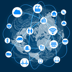 Aufkleber - global network and internet of things, abstract illustration