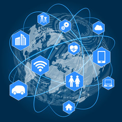 Aufkleber - global network and internet of things, abstract illustration