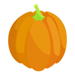 Wall Mural - Pumpkin icon in cartoon style isolated on white background. Vegetables symbol vector illustration
