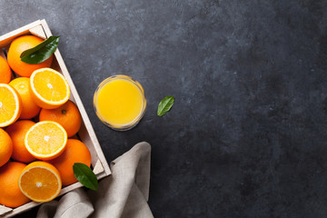 Wall Mural - Fresh orange fruits and juice