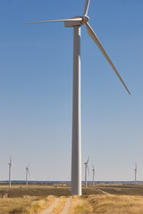 Wind turbines in the countryside. Clean alternative renewable en