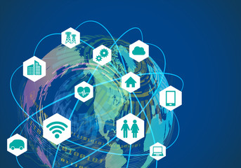 Aufkleber - global network and internet of things, abstract illustration