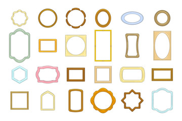 Wall Mural - vintage cute retro frames or old photo borders isolated on white background vector set