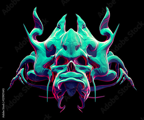 Fotografía Monster skull design on a black background for Halloween