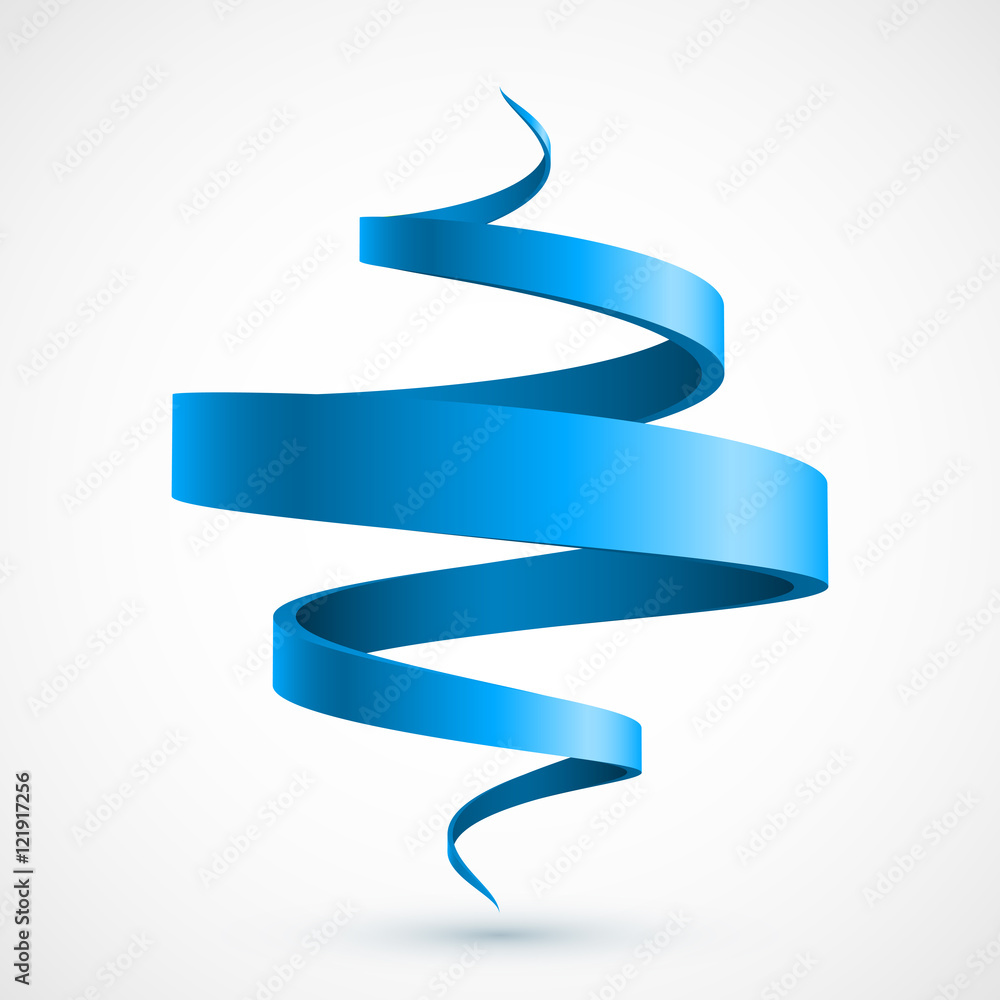 Blue spiral ribbon - obrazy, fototapety, plakaty 