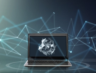 Wall Mural - laptop with low poly shape on screen 
