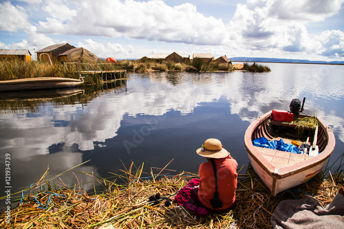 Tapeta ścienna Wyspa Uros w jeziorze Titicaca, Peru