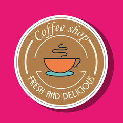 Sticker - coffee shop fresh and delicious vector illustration eps 10