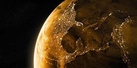 Wall Mural - orbital view on earth from space
