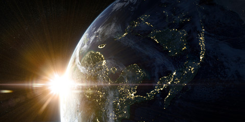 Wall Mural - orbital view on earth from space