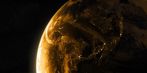 Wall Mural - orbital view on earth from space