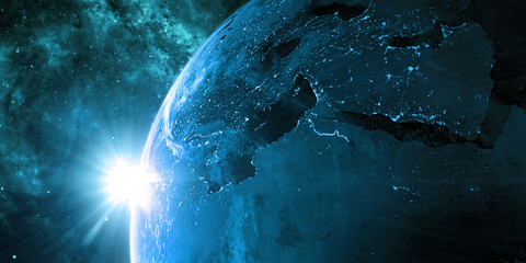 Wall Mural - orbital view on earth from space