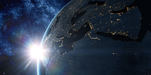 Wall Mural - orbital view on earth from space