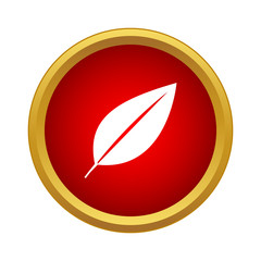 Wall Mural - leaf icon in simple style in red circle. plants symbol