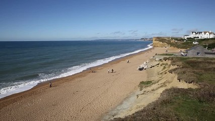 Canvas Print - UK Jurassic coast at Burton Bradstock beach West Dorset England uk 