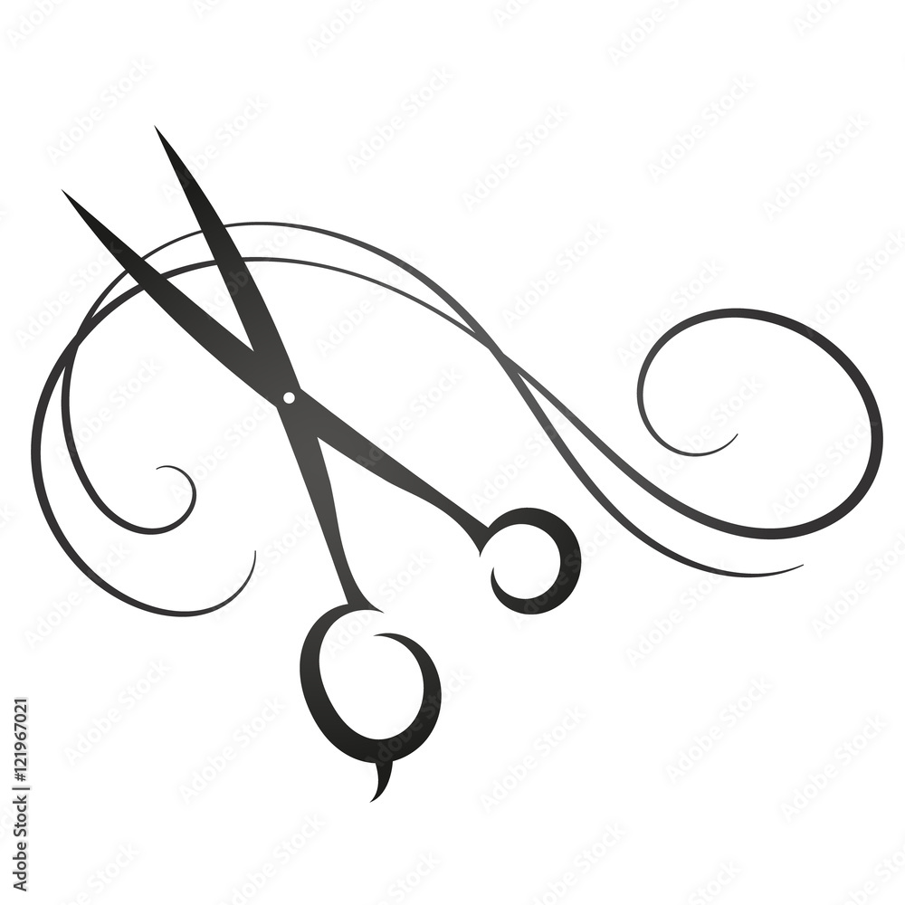 Scissors and hair sign for beauty salon - obrazy, fototapety, plakaty 