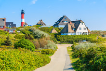Road To Lighthouse In Hornum Village On Southern Coast Of Sylt Island, Germany