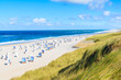 View of beautiful beach and sand dune in Kampen village, Sylt island, Germany