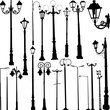 Street lamps collection - vector
