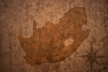 South Africa Map On A Old Vintage Crack Paper Background
