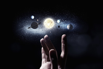 Wall Mural - system of planets . mixed media