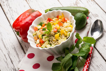 Wall Mural - rice with mixed vegetables and mint