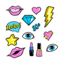 set of fashion patch badges