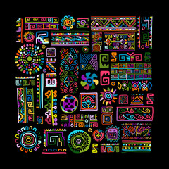 Poster - Ethnic handmade colorful ornament for your design