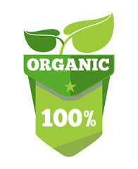 Poster - Organic natural eco label with leaves