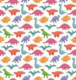 Fototapeta Dinusie - Cute dinosaurs seamless vector pattern