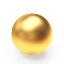 Golden Sphere Or Ball Isolated On A White Background. 3D Illustration