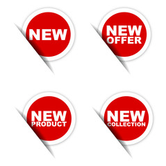 new sticker, new offer sticker, new product sticker, new collection sticker