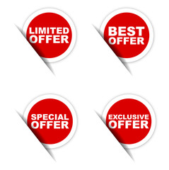 limited offer sticker, best offer sticker, special offer sticker, exclusive offer sticker