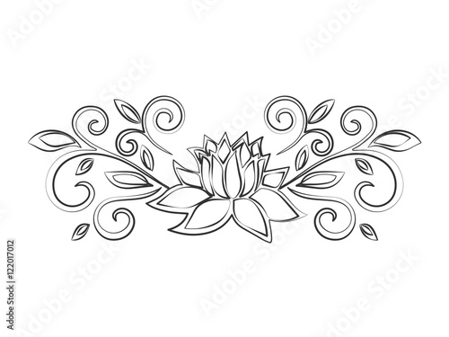 Lotus Sketch Plant Motif Flower Design Elements Vector