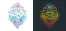 Lotus With Mandala Colored Outlines