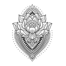 Lotus With Mandala Outlines