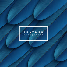 Blue Feather Background. Abstract Dynamic Composition. Eps10 Vector Feather Illustration.