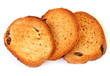 Sweet dry hard bread chucks crackers with raisins sweet snack
