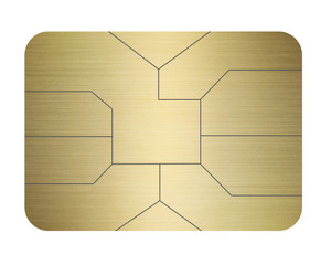 credit card chip gold isolated on white