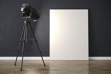 Sticker - 3d studio light projector and blank canvas frame