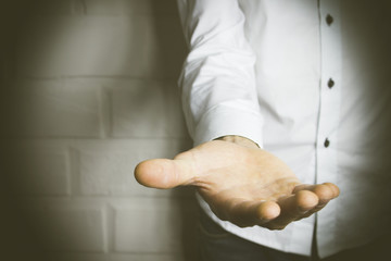 Man offer the hand and holding