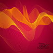 Abstract yellow  vector waves on red background