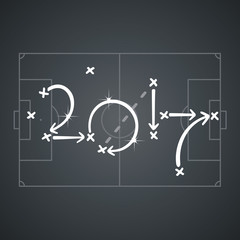 Soccer strategy for goal 2017 black board background