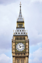 High Section Of Big Ben Against Cloudy Sky