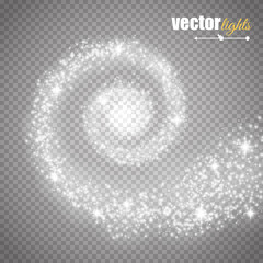 Poster - Abstract vector magic glow star light effect with neon blur curved lines. Sparkling dust star trail with bokeh.