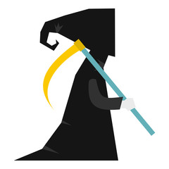 Wall Mural - Death with scythe icon in flat style isolated on white background. Dead symbol vector illustration