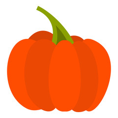 Wall Mural - Autumn pumpkin icon in flat style isolated on white background. Vegetables symbol vector illustration