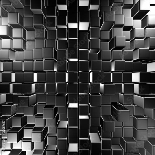 Naklejka na szybę Dark Metallic Silver Cubes Wall Background