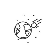 Wall Mural - doomsday. linear icon. planet and meteorite