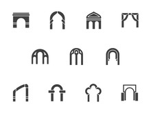 Architecture Element Black Monochrome Vector Icons
